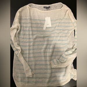 VINCE linen icy blue Striped Long Sleeve Sweater size XS